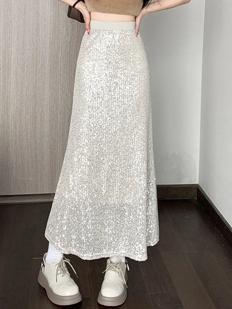 EB – Maxirock mit Pailletten und elastischer Taille
