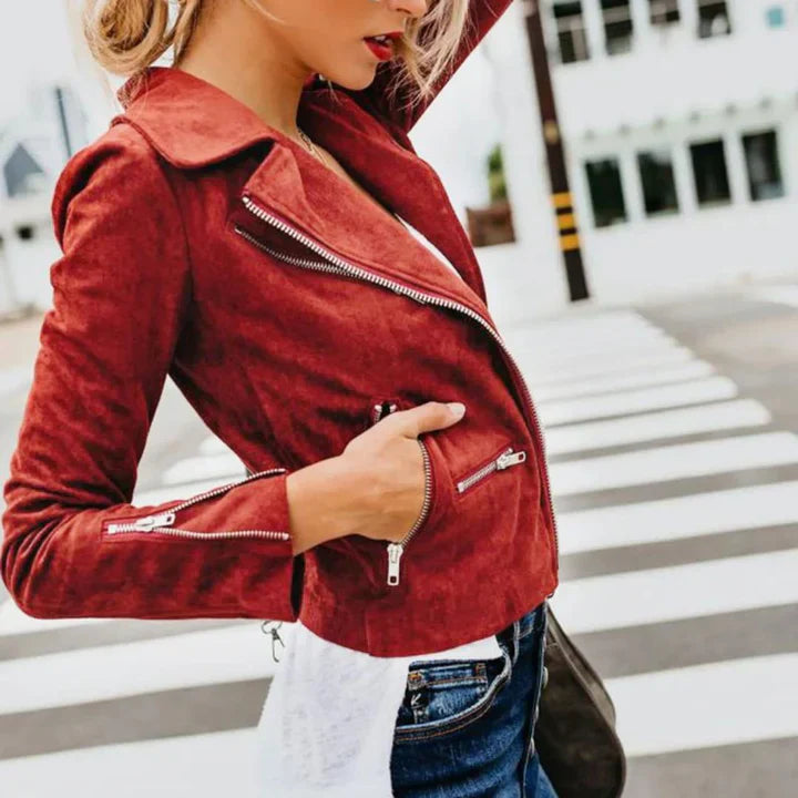 EB | Faux-Motorrad-Stil Lederjacke Damen Robbie
