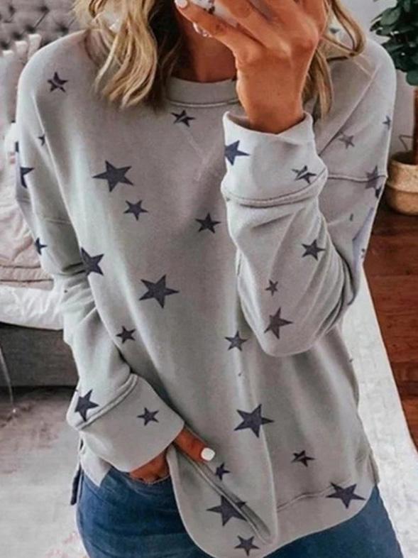EB | Warmer Stern Druck Rundhals Pullover Ideal für den Winter