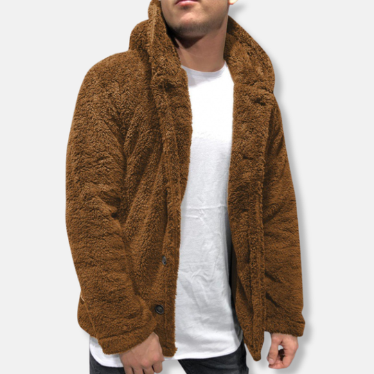 EB | Kapuze Fleece Lockere Passform Knopfverschluss Lässiger Stil