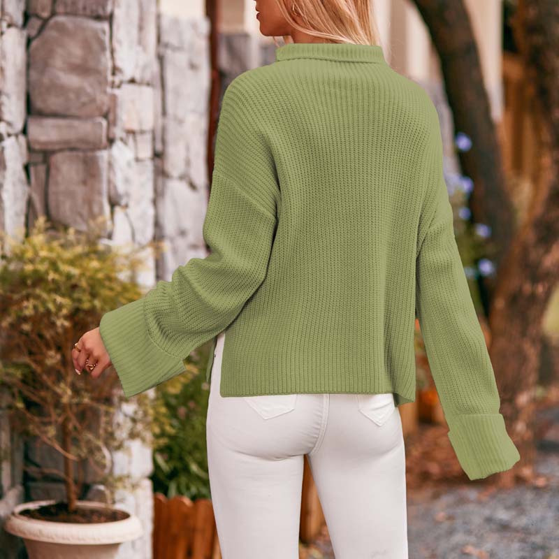 EB | Schlichter Einfarbiger Strickpullover Für Damen