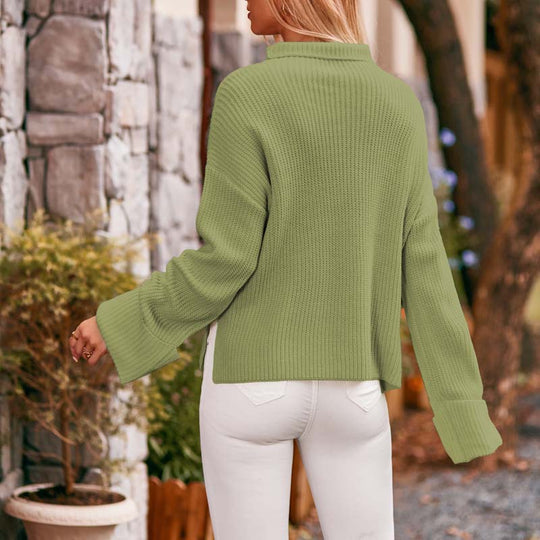 EB | Schlichter Einfarbiger Strickpullover Für Damen