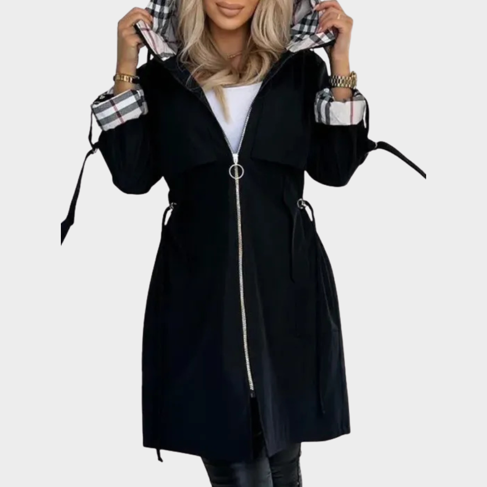 EB | Lange Jacke mit Reißverschluss und Kapuze