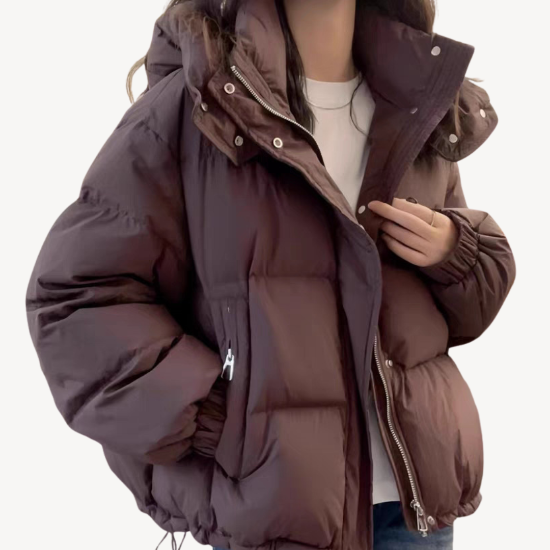 EB | Übergroße Damen Pufferjacke mit Hohem Kragen und Reißverschluss