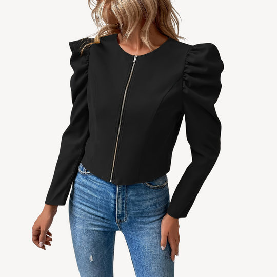 EB | Puffärmel Zip-Up Jacke Frauen