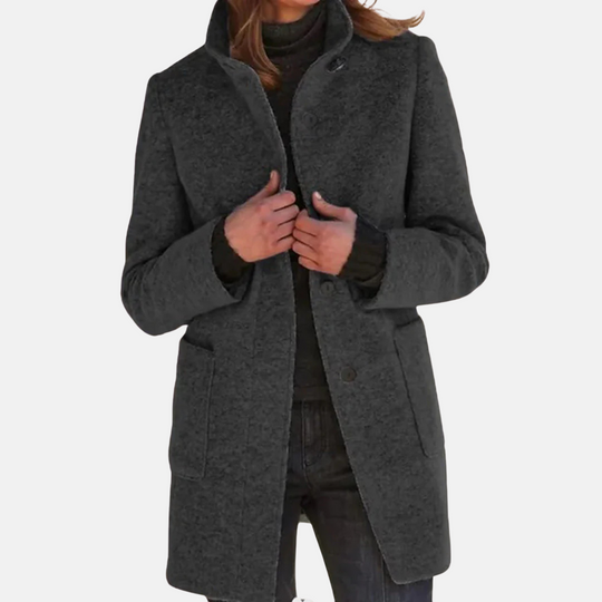 EB | Vintage Tweed Damenjacke mit Elegantem Rollkragen