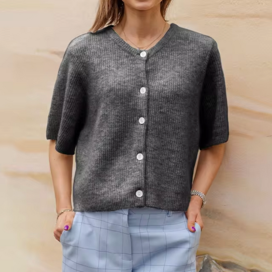 EB | Kurze Strick-Cardigan mit Knöpfen für Damen