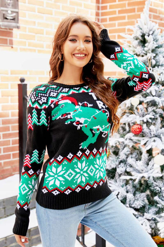 EB | WEIHNACHTS-DINOSAURIER STRICKPULLOVER