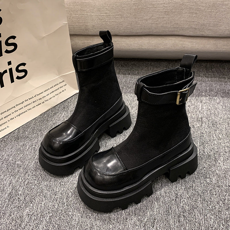 EB | Canvas Kurzstiefel Dicksohlige Reißverschluss