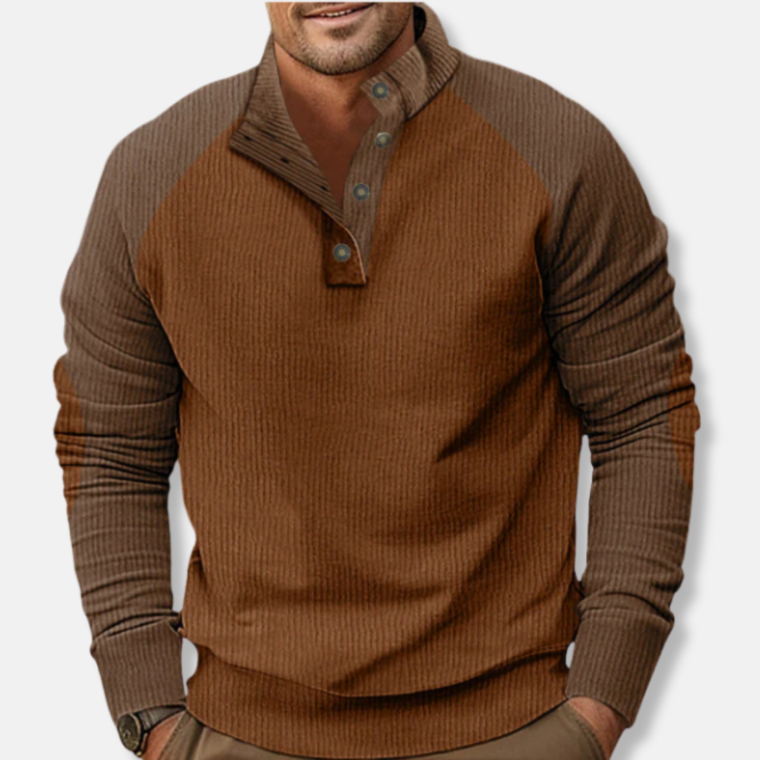 EB | Baumwolle Stehkragen Pullover Raglan Ärmel Ripp Pullover