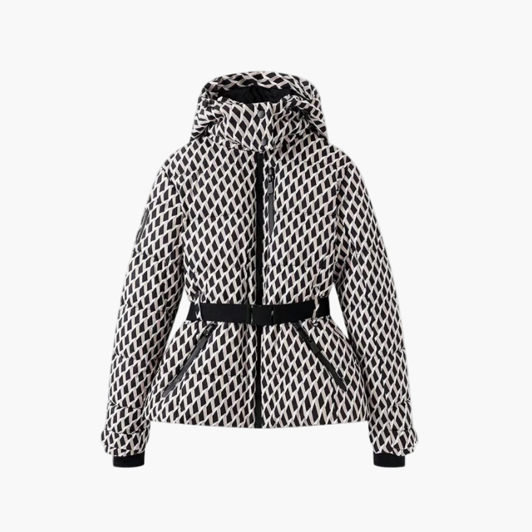 EB | Steppjacke mit Gürtel und Kapuze - Elegante, Wasserabweisende Winterjacke für Alltag und Outdoor
