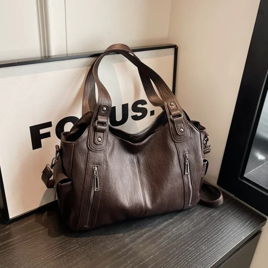 EB | Stilvolle Lederhandtasche Mit Reißverschluss