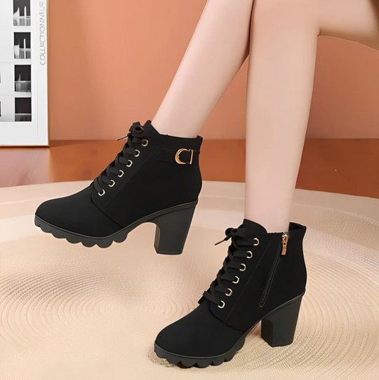 EB | Damen Schnür-Stiefeletten mit Absatz und dicker Sohle