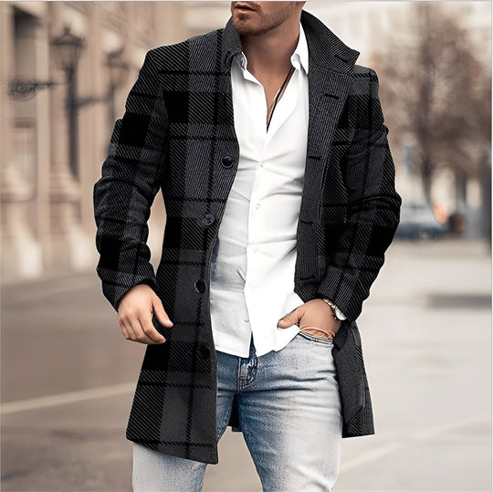 EB | Lässiger Langer Tweed-Mantel für Herren