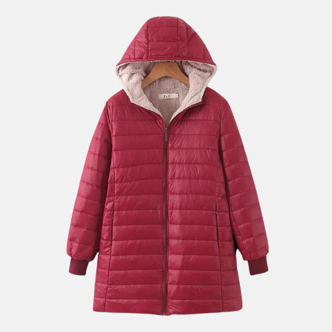 EB | Steppjacke - Mittellang - Lockere Passform - Fleece-Futter - Kapuze