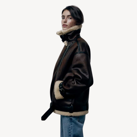 EB | Shearling Bikerjacke für Frauen