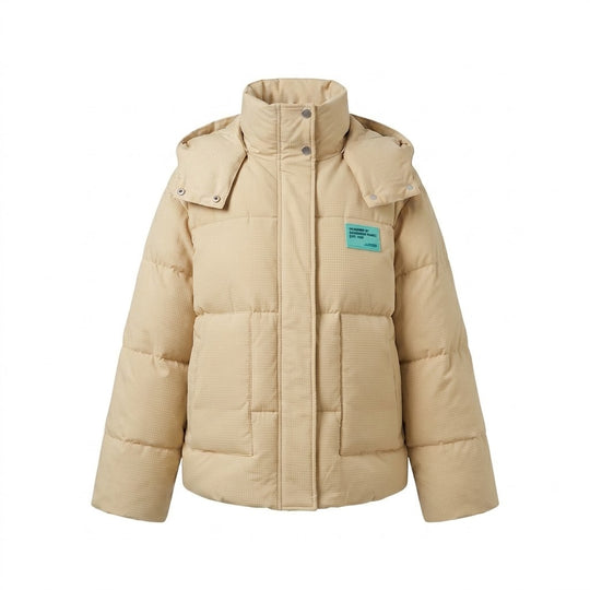 Damen nan kurzer Thermo-Puffer mit strukturierter Micro-Check-Steppung und ergonomischem Kapuzenkragen EB
