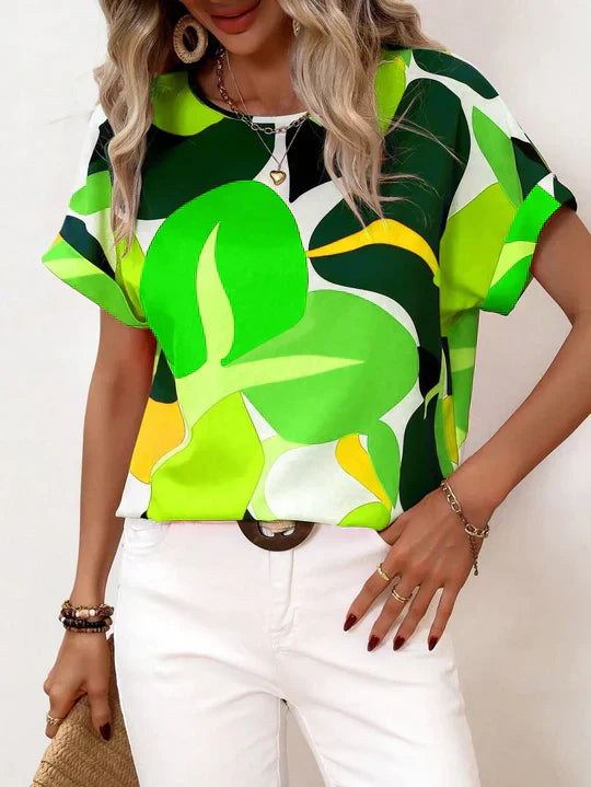 EB | Kurzarmbedruckte Bluse