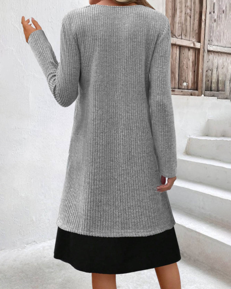 EB | Rippenkleid mit Langen Ärmeln
