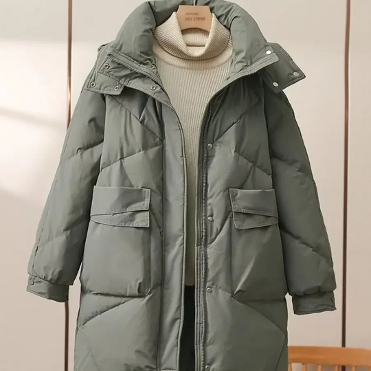 EB | Stylische Graue Leichte Pufferjacke mit Umlegekragen für Frauen