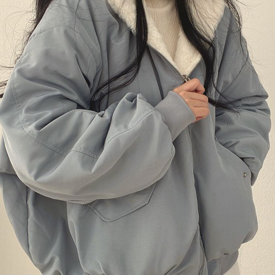 EB | Übergroße Zip up Jacke Lässige Passform Weiche Fütterung