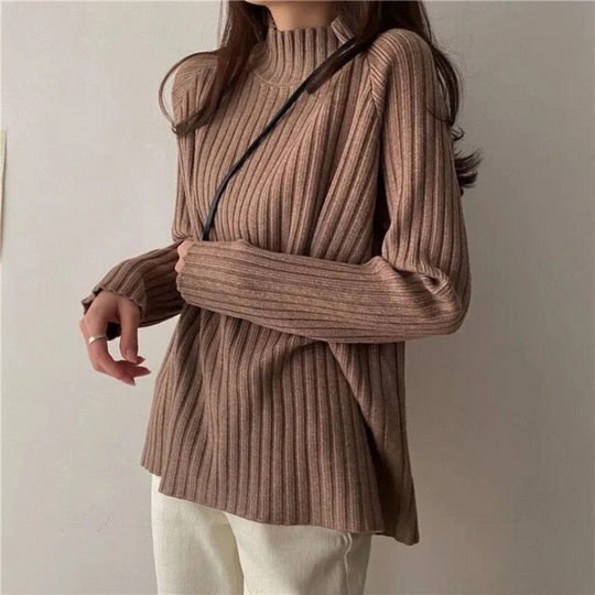 EB | Pullover mit hohem Kragen für Frauen Lang