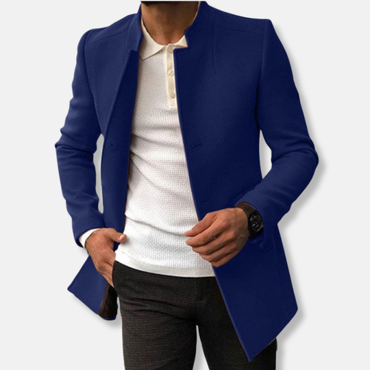 EB | Slim Fit Wollmischung Kragenlos Einreiher Hüftlänge