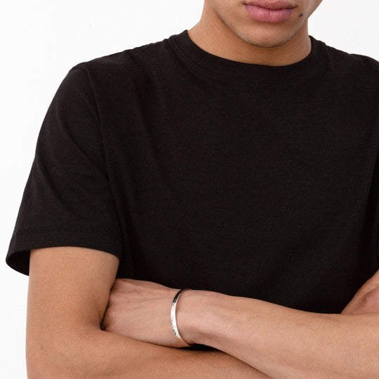 EB | Schlankes Silberarmband mit Gehämmertem Muster für Herren