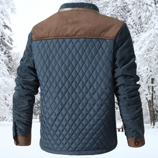 EB | Gepolsterte Jacke Klassischer Kragen Knopfverschluss Kontrastierende Ärmel & Schultern