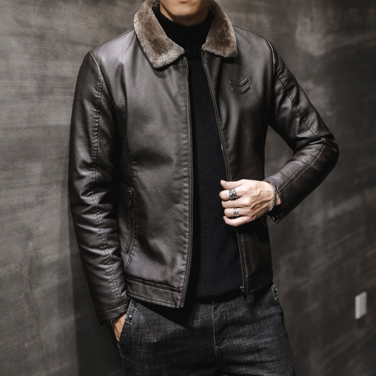 EB | Lederjacke mit Fleecekragen für Männer