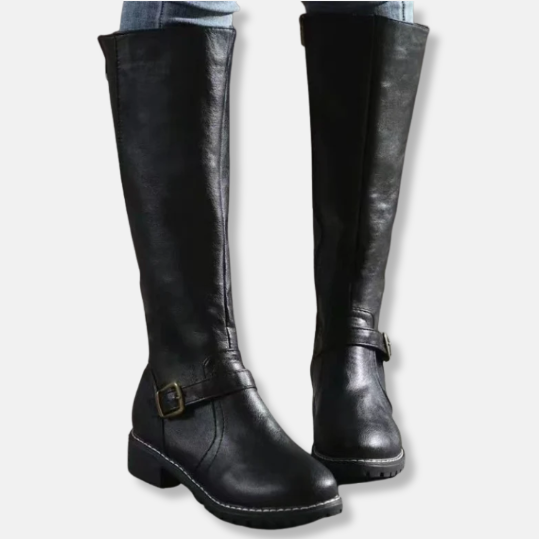 EB | Stiefel - Lederähnliches Material - Knielanger Schaft - Doppelte Reißverschlussöffnung
