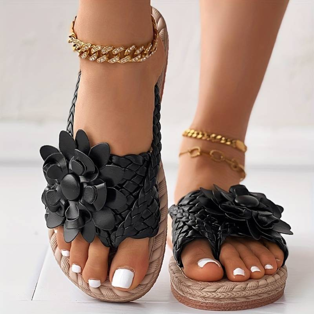 EB | Damen-Sandalen mit Offener Zehenspitze und Eleganten Geflochtenen Riemen
