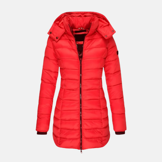 EB | Pufferjacke Slim Fit Mittellang mit Kapuze Gerippte Bündchen