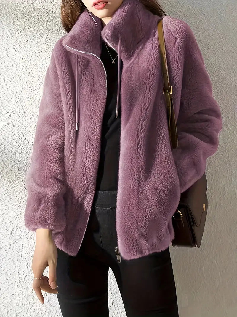 EB | Kapuzen Teddy-Jacke mit Kordelzug und Reißverschluss