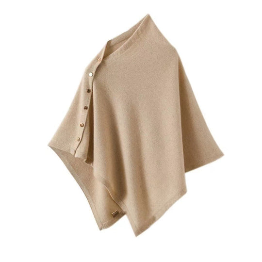 EB | Knopfdetail Poncho - Asymmetrisches Design mit Drapiertem Schnitt