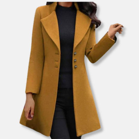 EB | Mantel - Wolle - Slim Fit - Mittellang - Doppelreihiger Verschluss - Eingekerbter Revers