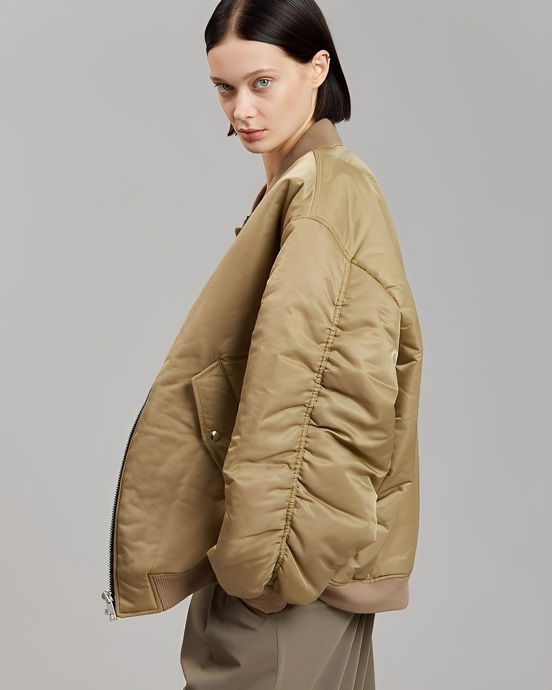 EB Damen Oversize Bomberjacke mit Reißverschluss