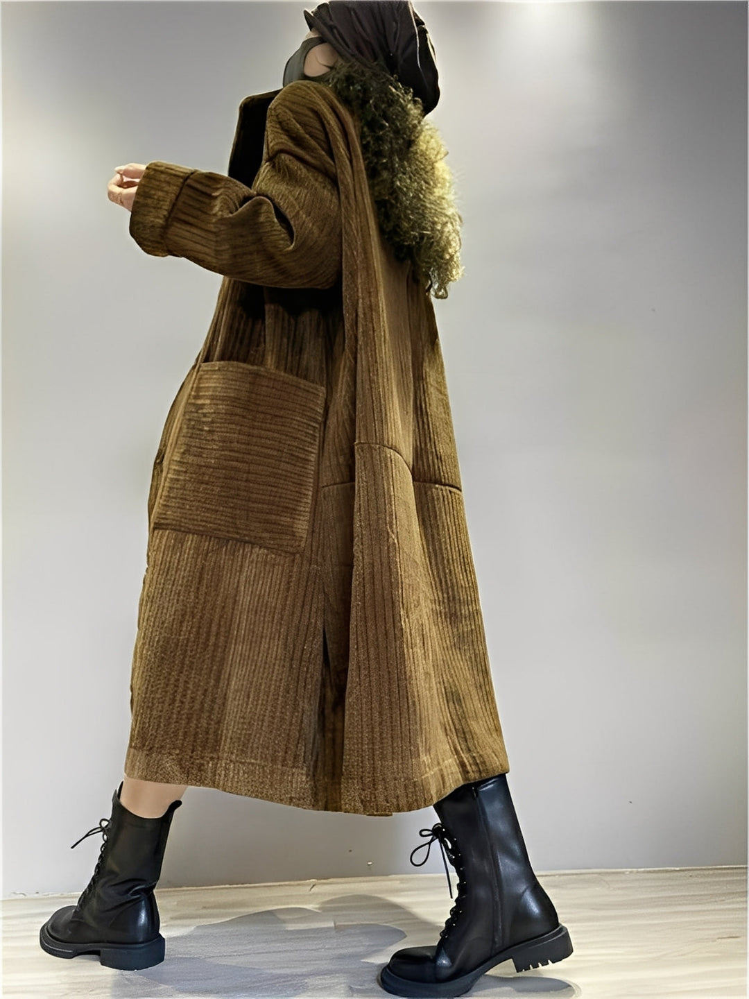 EB | Lange, bequeme Cordjacke mit Taschen für Damen