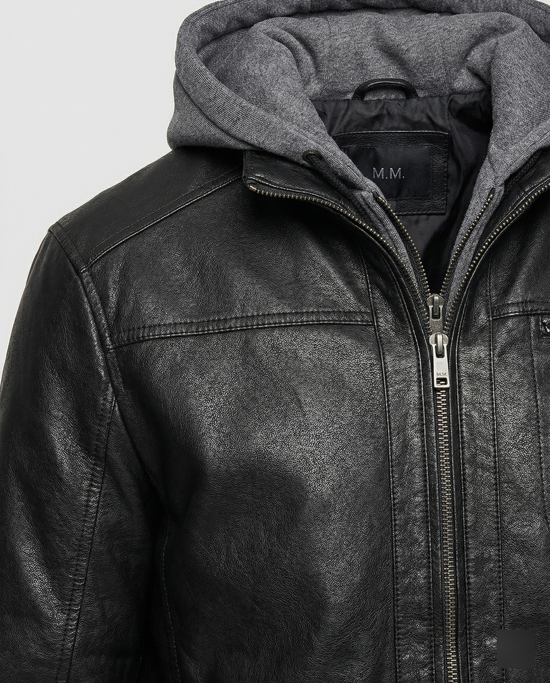 EB | Lederjacke mit Kapuze für Männer