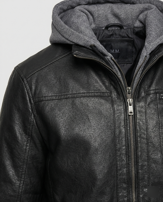 EB | Lederjacke mit Kapuze für Männer