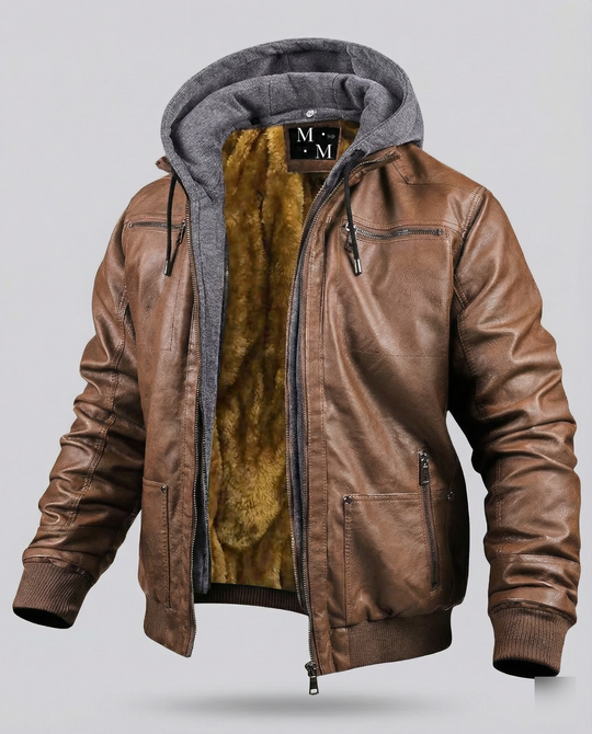 EB | Lederjacke mit Kapuze für Männer