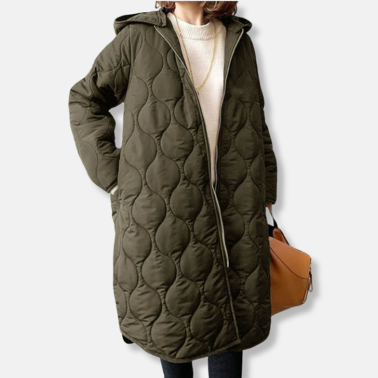 EB | Jacke Gequiltetes Langmodell Oversized Fit Kapuze und Reißverschluss