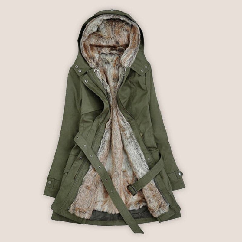 EB | Kunstpelz gefütterter Parka Kapuze Mid Thigh Parka