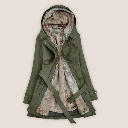 EB | Kunstpelz gefütterter Parka Kapuze Mid Thigh Parka
