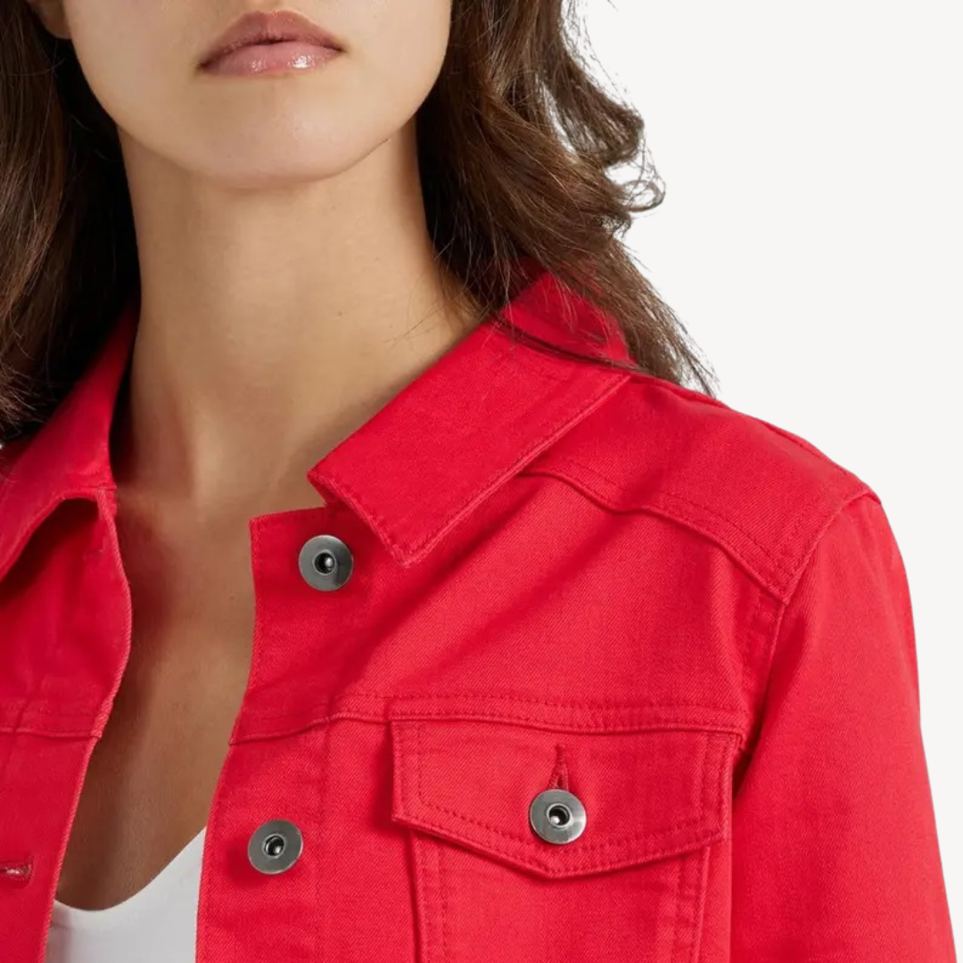 EB | Rote Denim Button-Up Jacke