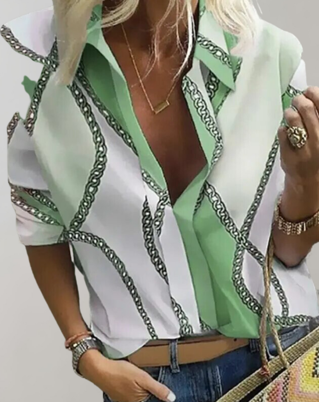 EB | Seidenbluse mit Kettenmuster für Damen