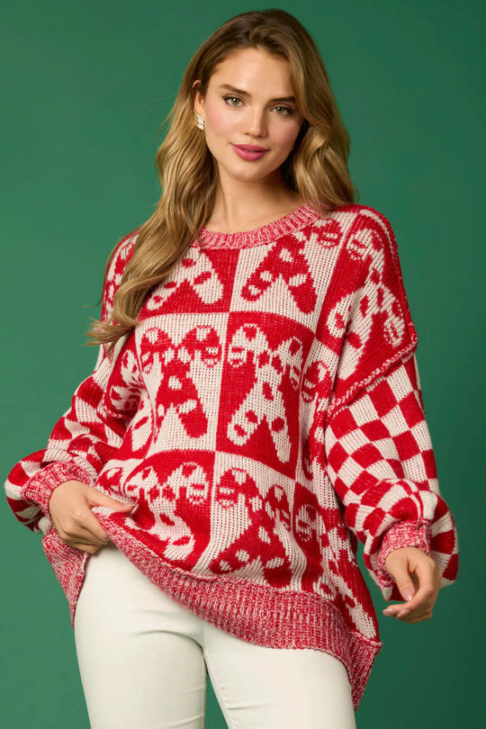 EB | Zuckerstangen-Weihnachtsnadeln & Lebkuchenmann Strickpullover