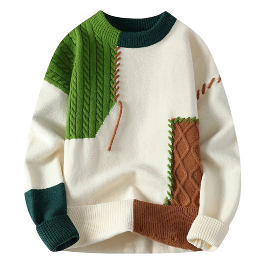 EB | Sweater mit Patchwork Einzigartiges Design Weich und Warm
