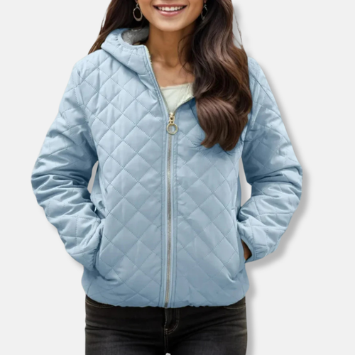 EB | Gepolsterte Jacke - Lockere Passform - Diamantsteppung - Kapuze - Elastischer Saum
