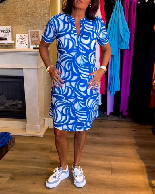 EB | Lässiges Kurzärmeliges Kleid mit Print